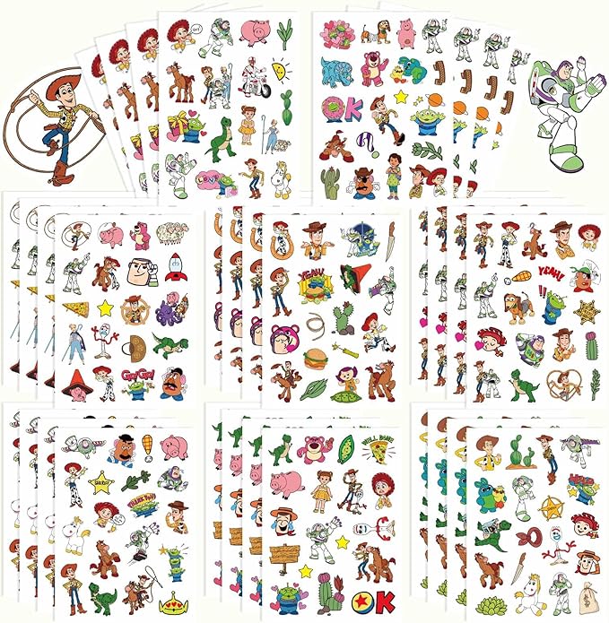 Toy Inspired Stickers, Scrapbooking, 32 Different Sheets, Teacher Reward Stickers Prizes, Toy Inspired Themed Birthday Party Favors Supplies,Recommended Age 18 (Style A)