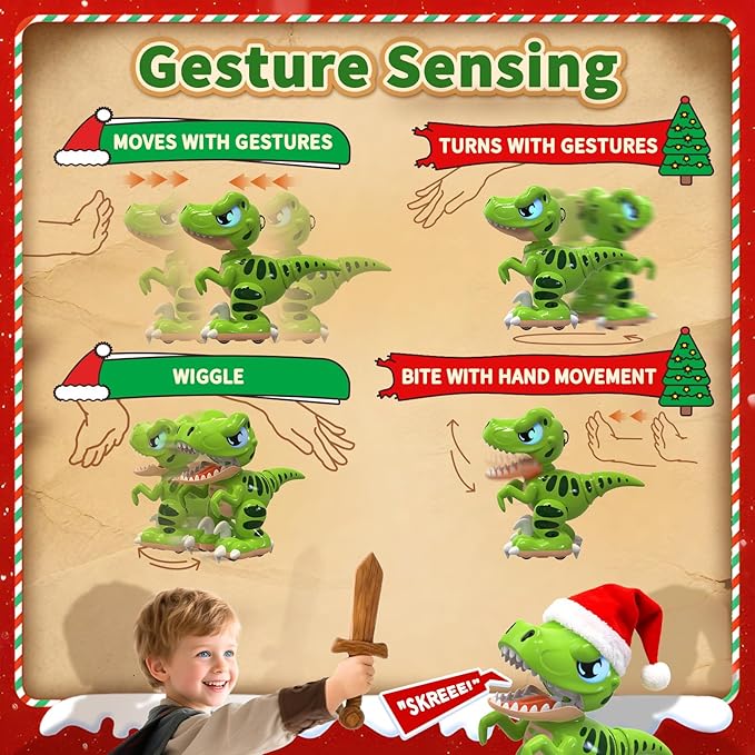 P&C Remote Control Dinosaur Toys for Kids Rechargeable Robot Velociraptor Toy with Spraying,Sound Effects,Dancing,RC Dino for Boy&Girl 3-12 STEM Gifts for Kid