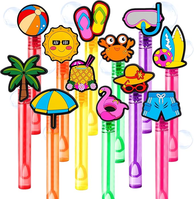 24PCS Summer Bubble Wands for Kids - Party Favors, Goodie Bag Fillers, Pinata Stuffers, Birthday Toys, Class Prizes, Gifts for Toddlers, Boys & Girls