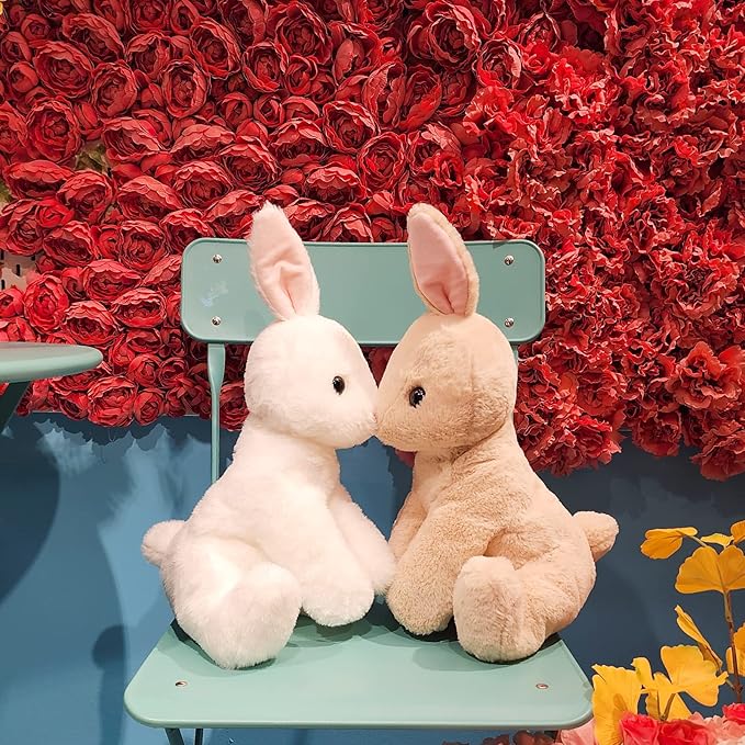 Rabbit Bunny Stuffed Animals Plush Toys with Pink Ears for Kids Girls Boys Girls Babies Birthday Easter Christmas Bedtime Gifts, Off White