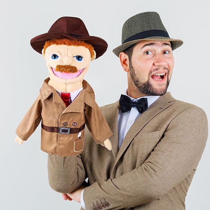 Role Play Hand Puppets Hand Plush Chef Doctor Fireman Pirate Detective Athlete Nurse Worker Hand Puppet Toys Puppets for Kids Storytelling Imaginative Pretend Play Teaching Preschool(Detective)