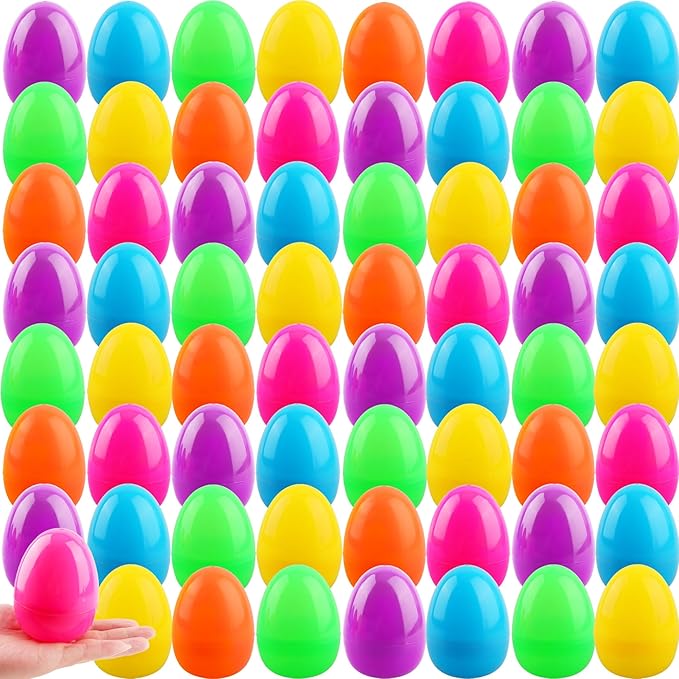 4 Inch Plastic Fillable Easter Eggs 36/54/ 66/78 pcs Large Colorful Easter Egg Big Flat Bottom Eggs Bulk for Easter Basket Fillers Egg Hunt Party Supplies (66 Pcs (6 Color) - Flat Bottom (4 Inch))