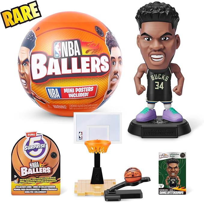 5 Surprise NBA Ballers Series 1 (2 Pack) Toy Mystery Capsule Figurine by ZURU for Kids, Teens, Adults- Players Like Luka Dončić, LaMelo Ball, Jayson Tatum, James Harden and Kevin Durant