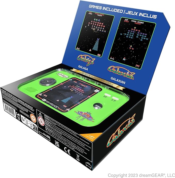 My Arcade Galaga/Galaxian Pocket Player Pro: Portable Video Game Console with 2 Games, Retro Gifts, 2.75" Color Display