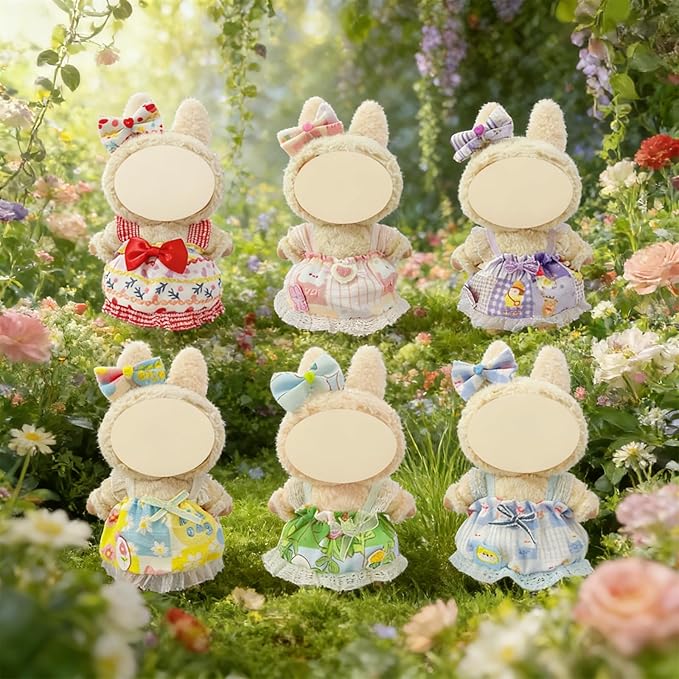 Clothes and Dress for Doll, 6 Pack Doll Outfits for 17cm Plush, Perfect for Play and Display, Accessories for Doll's Collectors, (No Dolls) (Set 1)