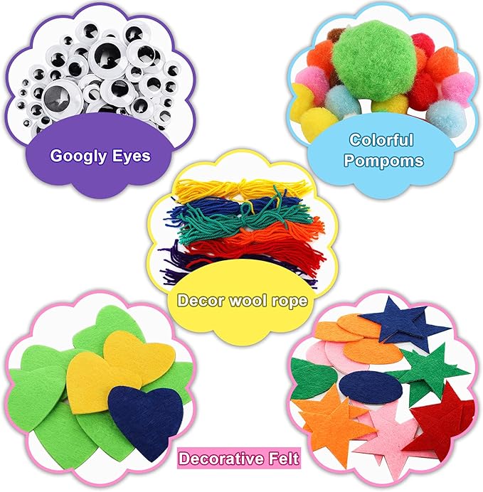 TOPZEA 12 Pack Hand Puppet Making Kit, Kids Craft and Art Supplies Felt Sock Puppet Creative DIY Make Your Own Puppets Kits with Pompoms and Wiggle Googly Eyes Storytelling Role Play Party Supplies