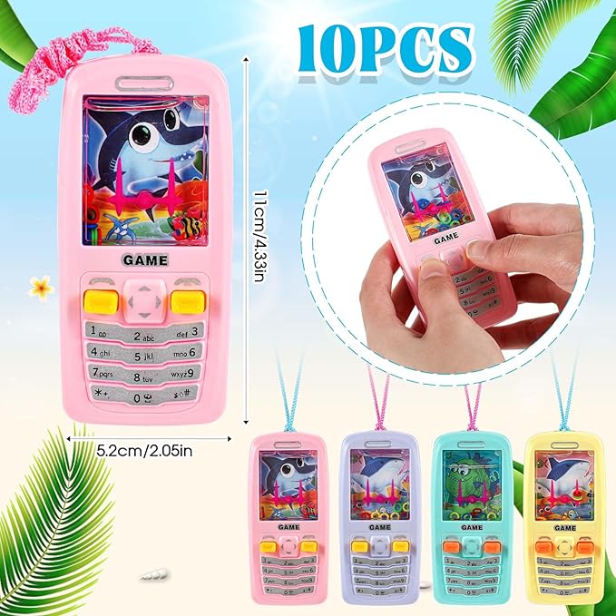Gejoy 10 Pcs Handheld Water Ring Games Kids Party Favors Cellphone Water Ring Toss Game Goodie Bags Stuffers Party Favors for Kids Teenager Birthday Contest Prize (Stylish)
