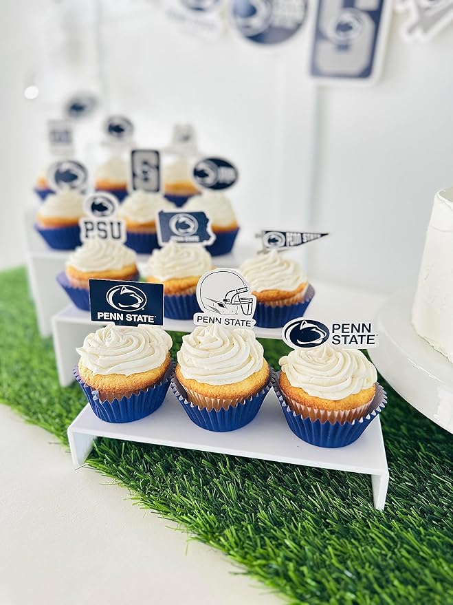 Penn State University Cupcake Topper Party Supplies for Football, Birthday, Graduation Party Decorations (24 Pieces) (Penn State Nittany Lions)
