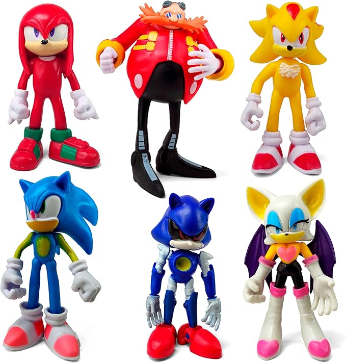 Toysvill Sonic The Hedgehog Big Action Figures (Set of 6 pcs), Collection Toys, Birthday Cake Decoration Party Supplies Cake Topper