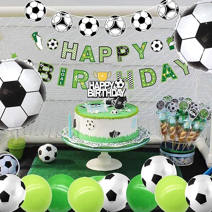 Soccer Birthday Party Decorations Soccer Balloons Banner For Men’s Boy’s Birthday Party Sports Theme Party Football Theme Party Supplies
