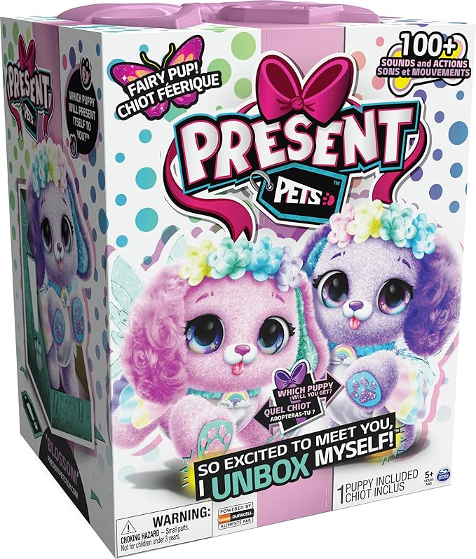 Present Pets, Fairy Puppy Interactive Plush Toy with Over 100 Sounds and Actions (Style May Vary), Kids’ Toys for Girls Aged 5 and Above, 6061372