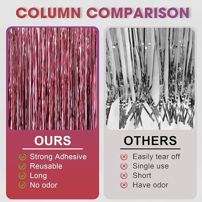 3.3 x 6.6 ft Foil Fringe Backdrop Curtains, Tinsel Streamers Party Decorations, Fringe Backdrop for Birthday, Baby Shower, Gender Reveal, Graduation (3, Burgundy)