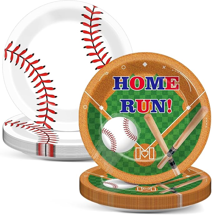 CHUNNIN 50 Pcs Baseball Party Paper Plates for Baseball Birthday Party Decoration 7 In Sport Themed Birthday Parties Plates Ball Themed Disposable Dessert Plate for Sport Theme Parties Supplies