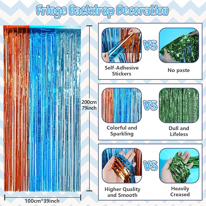 Blue Dog Birthday Party Decorations Supplies, Blue Tinsel Foil Fringe Curtain Backdrop Table Skirt Decor Balloon Garland Arch Happy Birthday Banner Kit for Boy Girls -110 Pcs