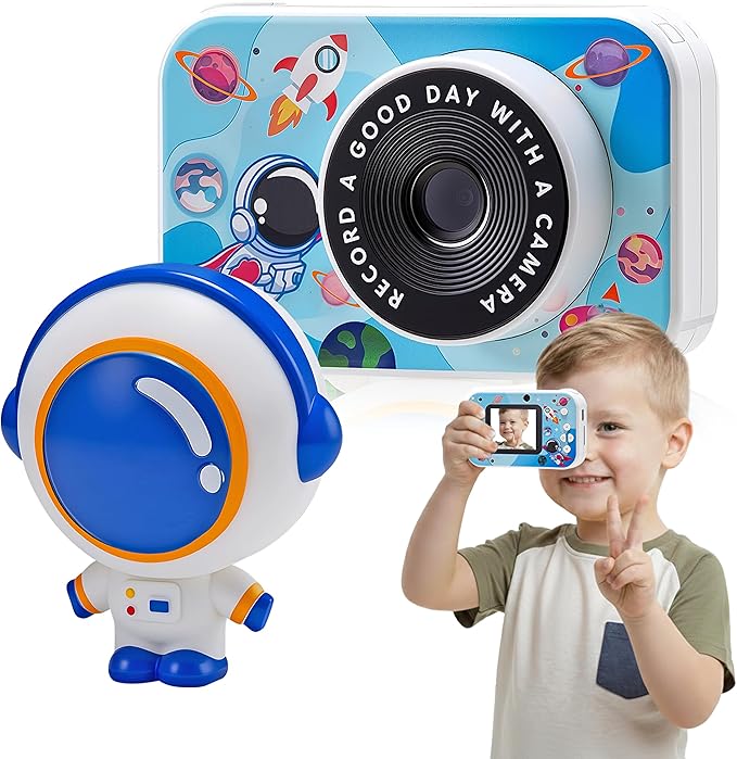 Kids Camera, 48MP Digital Camera for Kids with Dual Lens, 8X Zoom, IPS Screen, Music & Games, Gift for Children Ages 3–12, Blue
