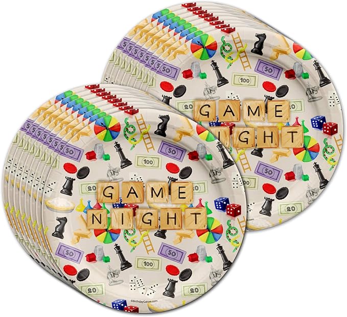 Birthday Galore Game Night Themed Party Supplies for Kids and Adults - A Celebration Set with Plates, Napkins, Cups, Tableware, Quick Setup, Colorful Decorations for Every Birthday Events - Kit for 16