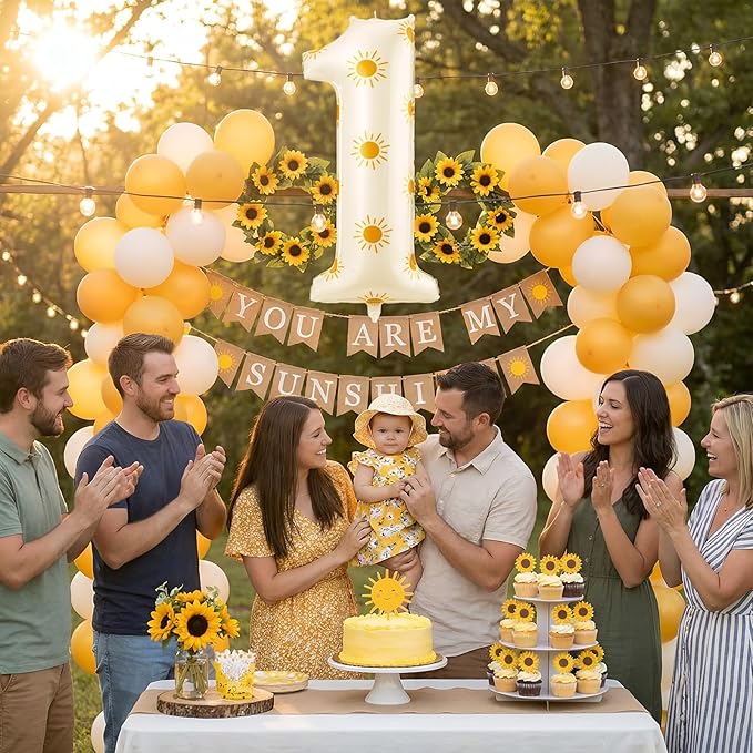 Jenaai Sun Number 1 Balloon First Trip Around the Sun Decorations, 1st Boho Here Comes the Son Baby Shower Balloon Decor for First Birthday Anniversary Celebrations Sunny Party Decorations