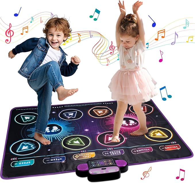 Dance Mat, Double Player Electronic Dance Mat for Kids Adults Toddlers, Interactive Dancing Game Pad, Music Playmat for Girls Boys 5 6 7 8 9 10 11 12 Year Old