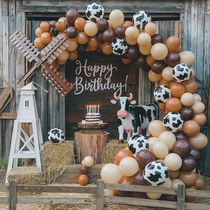 Brown Cow Print Balloons, 50pcs 12 Inch Dark Coffee Brown Tan Nude Apricot Cow Print Western Party Balloons for Kids Boy Cowboy Party Decorations Cow Birthday Baby Shower Western Decor
