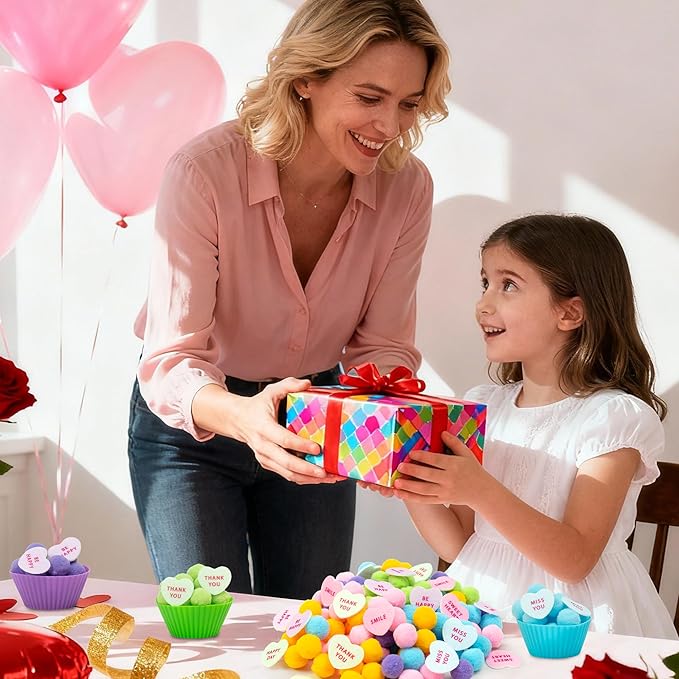EZdhuawuse Spring Sensory Bin Fillers - 268P Fine Motor Toy Counting Sorting Set for Kid Birthday Easter Gift, Felt Phrases Heart Colorful Pom Poms Cup Clip for Preschool Education Activities