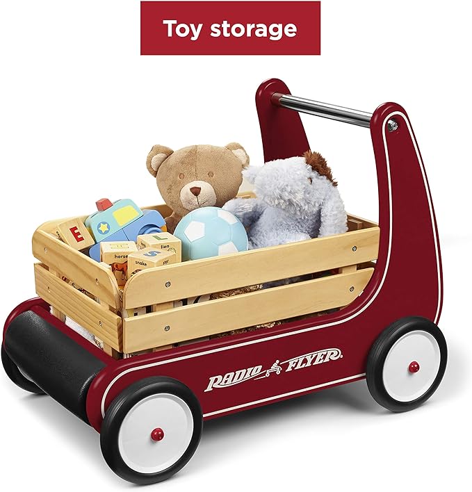 Radio Flyer Classic Walker Wagon, Red, for Kids 1-4 Years Old, Resistance Clickers to Control Speed, Baby Push Walker with Furniture Bumper, for Indoor Play