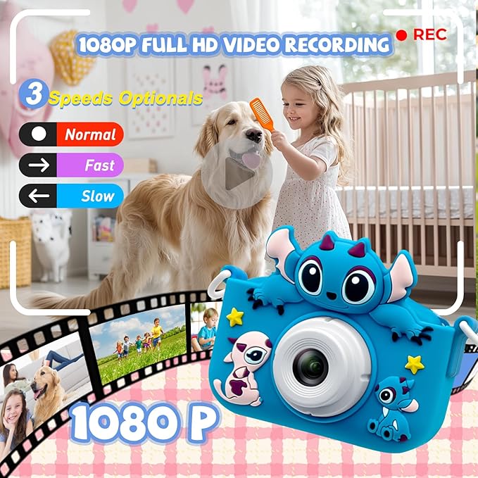 Kids Camera Toddler Digital Camera Little Girls Toy Camera for 3 4 5 7+ Years Old Boys Christmas Birthday Gifts for Kids Digital Camera 40MP Dual Lens 1080P HD Video Selfie Camera with 32GB SD Card