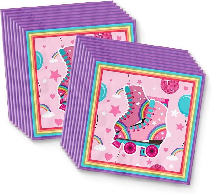 Roller Skating Birthday Party Supplies Set Plates Napkins Cups Tableware Kit for 16