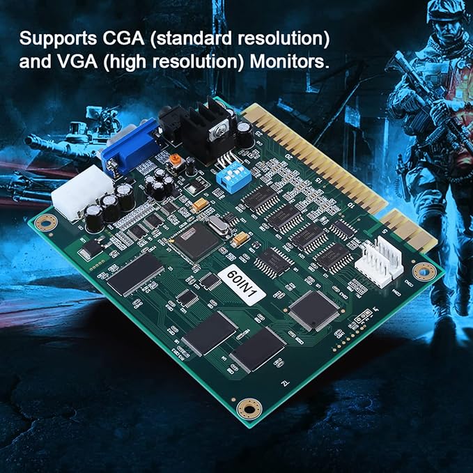 Jeanoko Jamma 60 In1 Multicade Board Cga Vga Output for Game Machine 19×18×2 Classical Video Game 60 in 1 Electronic