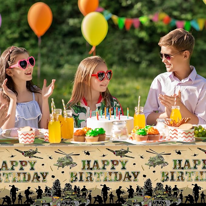 Avezano 3 pcs Camo Birthday Party Decorations Camouflage Tablecloth Plastic 108x54 Soldier Military Theme Party Supplies Cake Table Decor Supplies