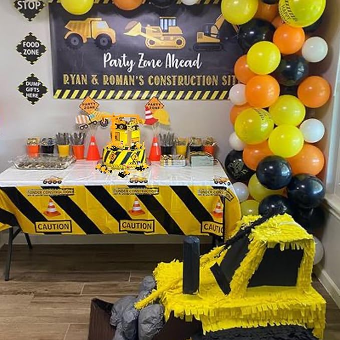 17 Pack Construction Vehicles Cake Toppers Set Acrylic Number 1 Cake Picks Road Sign Tower Digger Cupcake Toppers for Construction Theme Baby Shower Kids 1st Birthday Party Cake Decorations Supplies