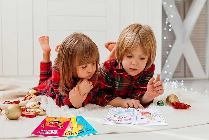 90shine 54PCS Valentine's Day Coloring Books for Kids Bulk - Valentines Classroom School Party Favors Gifts Holiday Class Activity Supplies