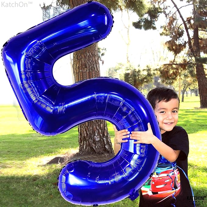 KatchOn, Navy Blue Number 5 Balloon - Big, 40 Inch | 5th Birthday Decorations for Boys | 5th Birthday Boy | Balloon For 5th Anniversary Decorations, Fifth Birthday Decoration Boy