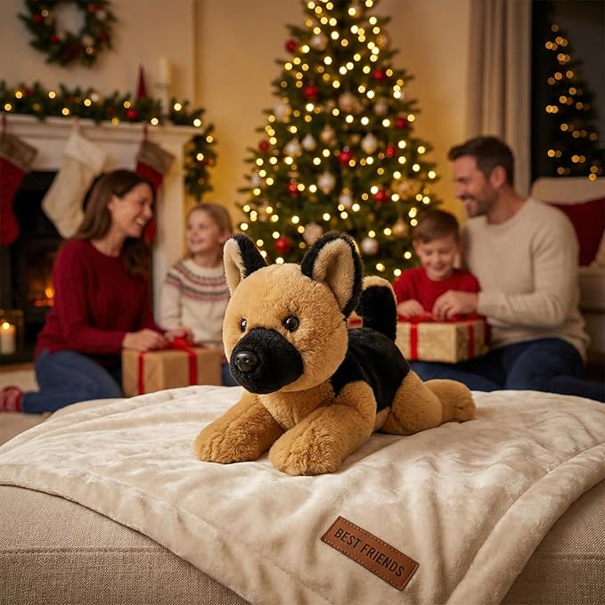 Plush Toy Stuffed Dog Animal Soft Plushie Puppy Dog Plush Stuffed Animal for Children Toddlers Boys Girls Birthday Christmas Cute Puppy Plush German Shepherd