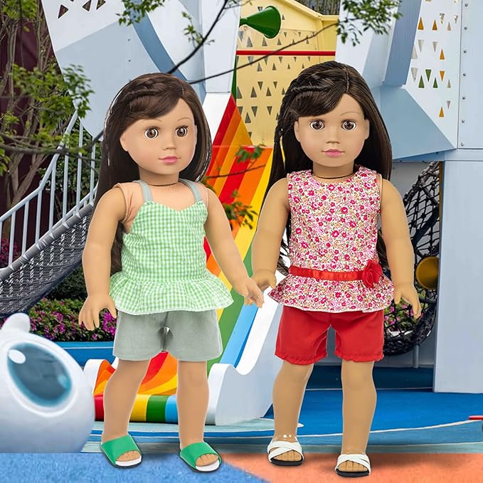 23 Pcs American Doll Clothes Dress and Accessories Sets for American 18 inch Dolls - Including 10 Complete Set of Clothing , Doll Accessories with Hair Bands and Hair Clip