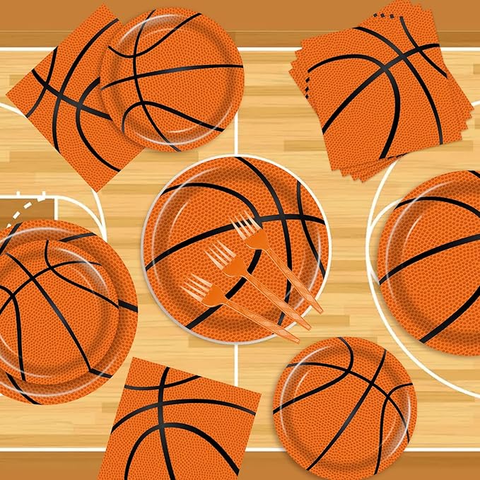 96 Pcs Basketball Plates & Napkins - Party Supplies, Birthday Decorations, Party Favors for Kids