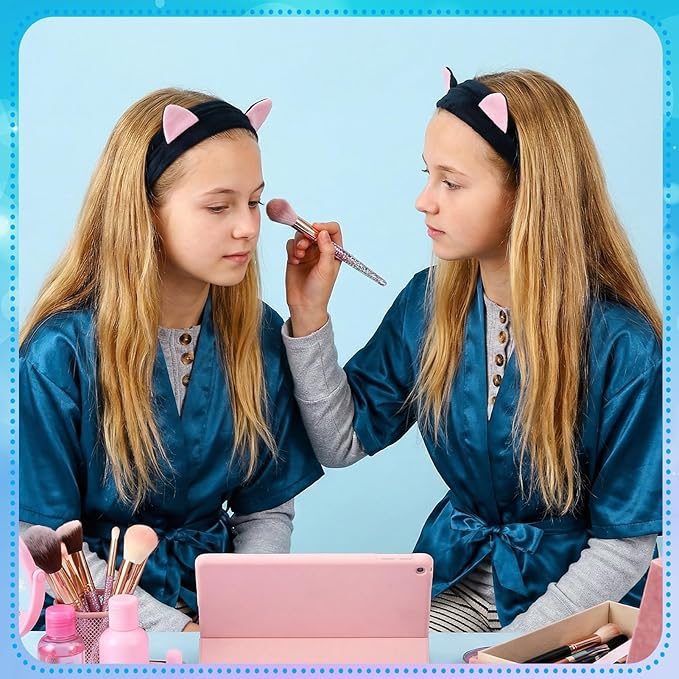 122 Pcs Royal Blue Girls Spa Party Kit, 10-Pack Slumber Party Favors with Satin Robes, Tote Bags, and Nail Salon Accessories for Kids Spa Birthday, Halloween, Home Party Supplies