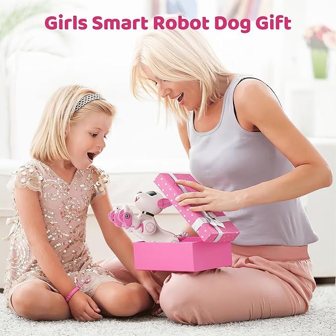 Programmable RC Robot Dog Toy with Voice for Kids, 2.4GHz Remote Robot Pet with Touch Sensors, Remote Control Robot Dog Toy Over 20+ Responses, Robot Birthday Gift Toys for Girls