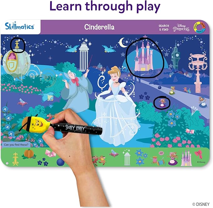 Skillmatics Search & Find Disney Princess Educational Game - Reusable Preschool Learning Activity, Perfect for Toddlers & Kids Who Love Toys, Art & Crafts, Easter Gift for Boys & Girls Ages 3, 4, 5, 6