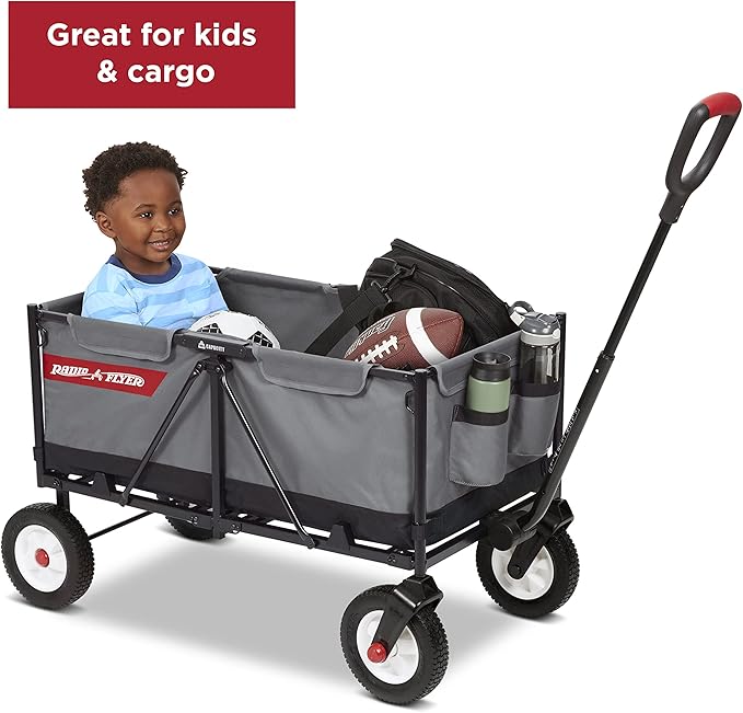 Radio Flyer The Beast EZ Fold Maximum Capacity Heavy-Duty Kid & Cargo Wagon, Collapsible Wagon for Ages 1.5-6 Gray