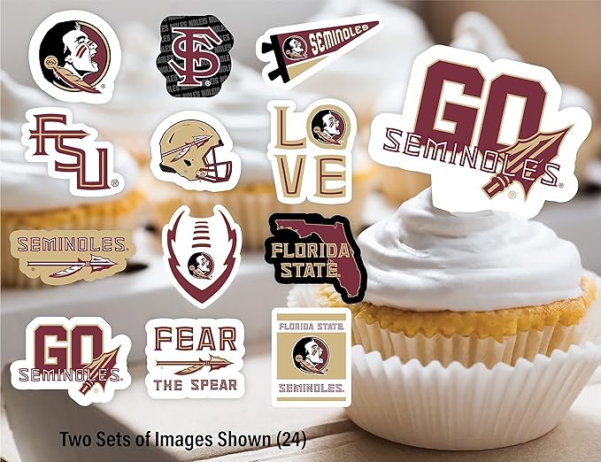 FSU Cupcake Topper Party Supplies for Football, Birthday, Graduation Party Decorations (24 Pieces) (Florida State Seminoles)