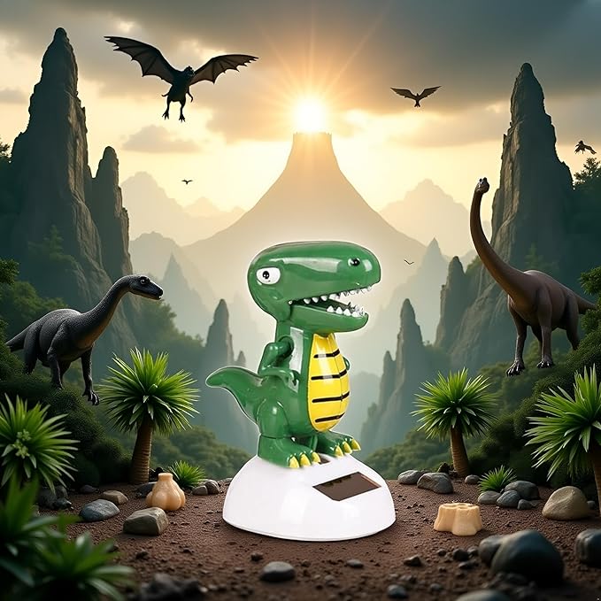 Green Solar Powered Dancing Dinosaur,Decoration Gift,Swinging Dancer Ornaments,No Battery Required,Desk and Dashboard Decor Home Decor Birthday Gifts Solar Power Kits Learning and Education