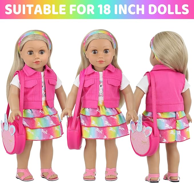 18 Inch American Doll Clothes and Accessories Casual Playset for Parent-Child Interaction Birthday Christmas Thanksgiving Day Gift Outdoor Accessories (Not Include Doll)