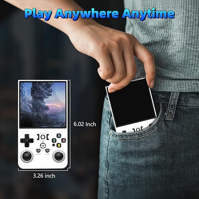 R36MAX Retro Handheld Games Console, Retro Game Console with 4.0 inch IPS HD Screen, Video Game Consoles with 64GB Memory, Portable Gaming Player for Travel, Gift for Teen or Partner, White