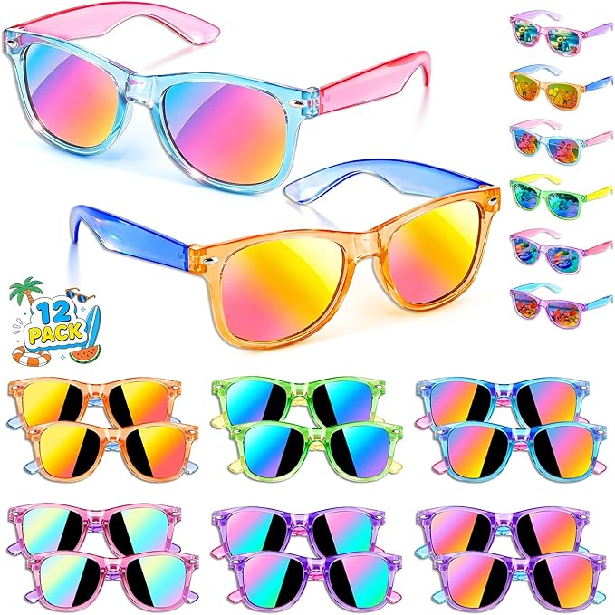 Kids Sunglasses Bulk Party Favors, Sunglasses for Kids with UV 400 Protection, Neon Sunglasses for Boys and Girls, Party Favor, Birthday Classroom Goodie Bags Party Supplies