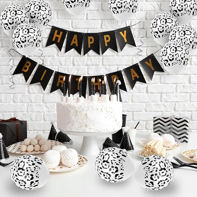 Gejoy 36 Pcs Cheetah Balloons White and Black Leopard Print Balloons 12 Inch Spots Latex Leopard Jungle Animal Decorations for Cheetah Zoo Theme Birthday Party Supplies