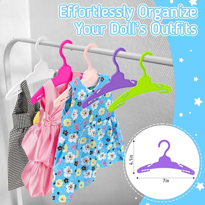 18 inch Doll Clothes and Accessories for American 18 Inch Dolls Girl Clothing Gift, 18Pcs Complete Set Clothing with Outfits, Dress, Shoes, Swimsuit, Underwear, Hat, Handbag, Clothes Hangers