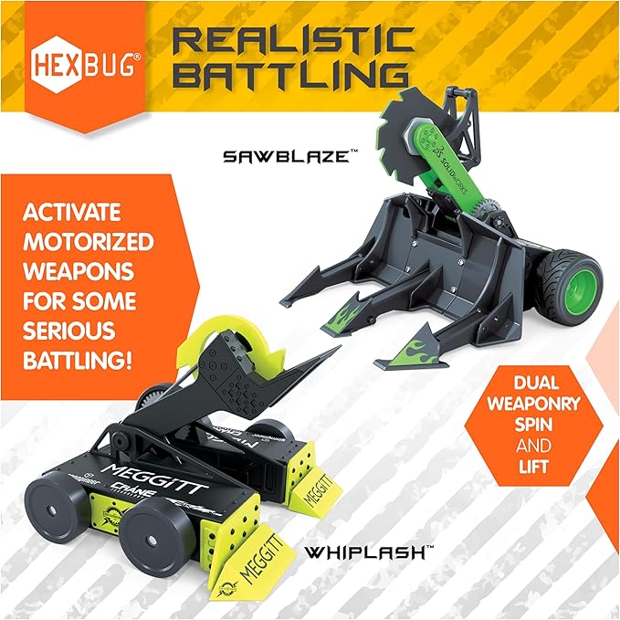 HEXBUG BattleBots Rivals Platinum (Whiplash & Sawblaze), Remote Control Robot Toys for Kids, STEM Toys for Boys and Girls Ages 8 & Up, Batteries Included