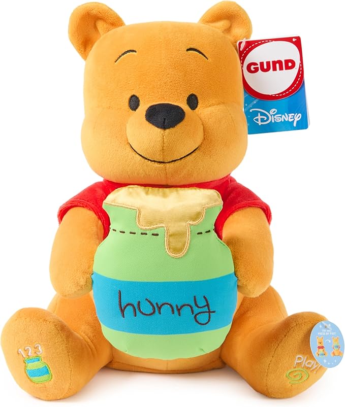 GUND Disney Official Peek-a-Boo Winnie The Pooh Plush, Interactive Stuffed Animal, Sensory Toys for Ages 0 and Up, Yellow, 11”