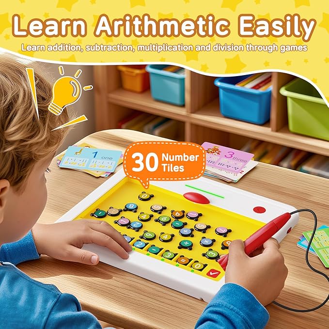 Electric Educational Learning Toys for Kids 3+, Magnetic Pen Reading Machine with Letters, Numbers, Symbols, Image Recognition for Toddlers, Preschool Learning Activities Toys for Boys Girls