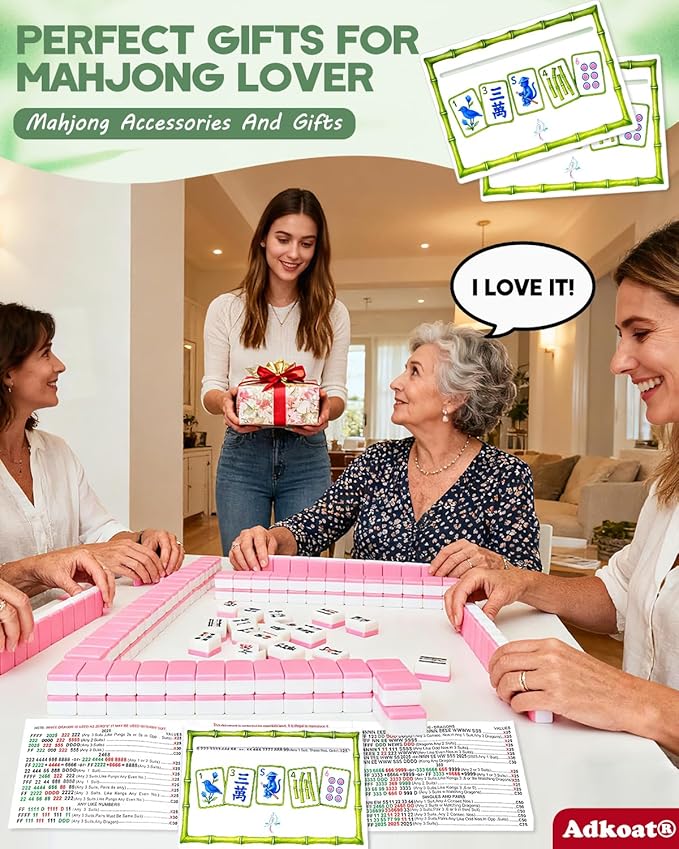 Adkoat® 4PCS Large Mahjong Line Finder - Mah Jongg Card Reader Guided Overlays Tracker - ADHD Dyslexia Aid Tool - Marker Reading Ruler - Warterproof & Portable Mah Jongg Accessories and Gifts